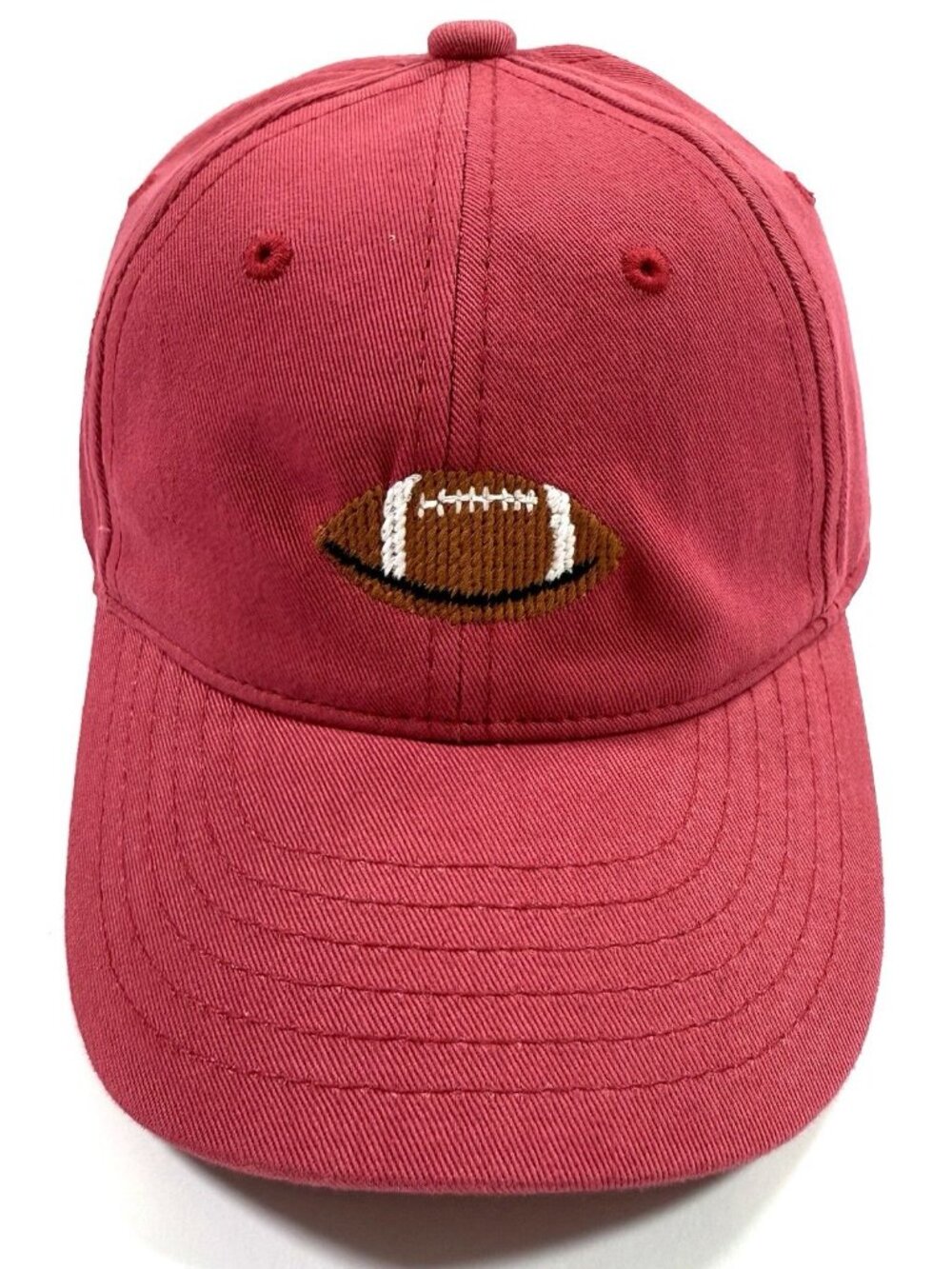 Harding Lane New England Kids Hat Needlepoint Football Adjustable Red Cotton